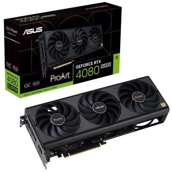 Graphics Card ASUS NVIDIA GeForce RTX 4080 SUPER 16 GB GDDR6X 256 bit PCIE 4.0 16x 1xHDMI 3xDisplayPort PROART-RTX4080S-O16G