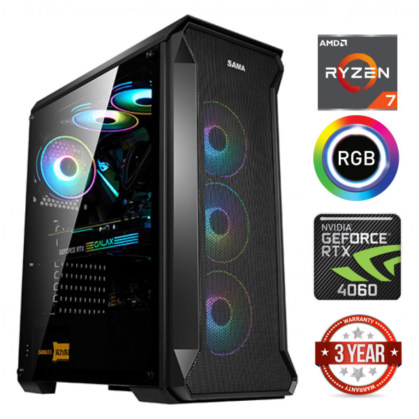 Ryzen 7 7800X3D 16GB 512GB SSD 1TB HDD RTX 4060 NoOs