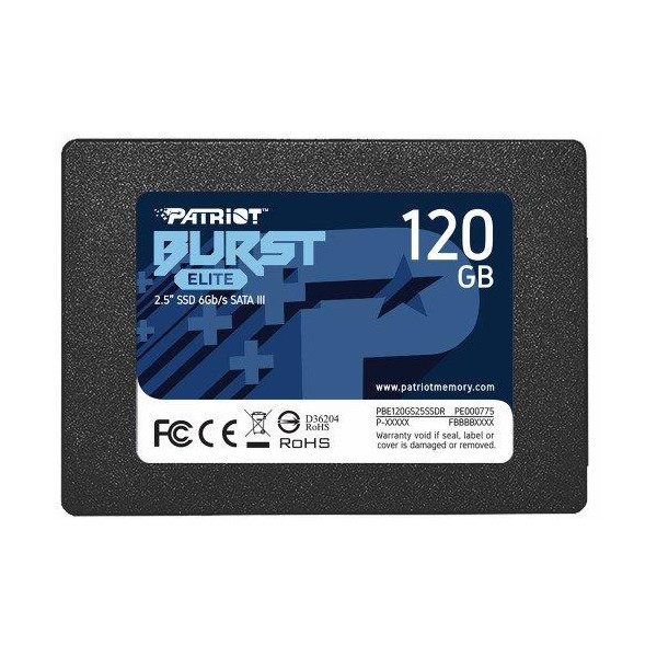 SSD PATRIOT Burst Elite 120GB SATA 3.0 3D NAND Write speed 320 MBytes/sec Read speed 450 MBytes/sec 2,5" TBW 50 TB PBE120GS25SSD