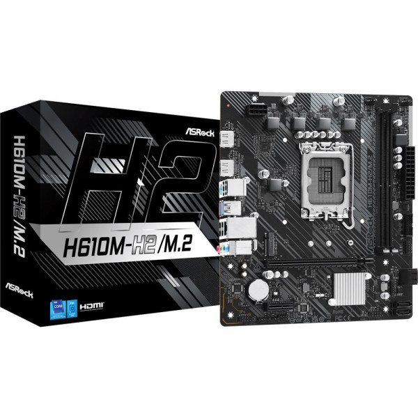 Mainboard ASROCK Intel H610 LGA1700 Micro-ATX Memory DDR4 Memory slots 2 1xPCI-Express 3.0 1x 1xPCI-Express 4.0 16x 1xM.2 2xHDMI