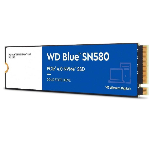 SSD WESTERN DIGITAL Blue SN580 1TB M.2 PCIe Gen4 NVMe TLC Write speed 4150 MBytes/sec Read speed 4150 MBytes/sec 2.38mm TBW 600 