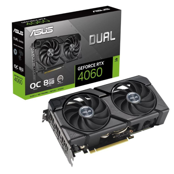 Graphics Card ASUS NVIDIA GeForce RTX 4060 8 GB GDDR6 128 bit PCIE 4.0 16x Dual Slot Fansink 1xHDMI 3xDisplayPort DUAL-RTX4060-O