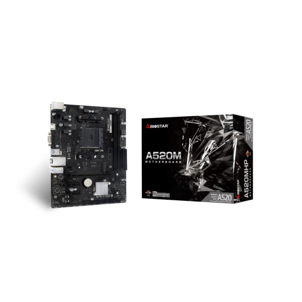 Mainboard BIOSTAR AMD A520 SAM4 Micro-ATX Memory DDR4 Memory slots 2 2xPCI-Express 3.0 1x 1xPCI-Express 3.0 16x 1xM.2 1x15pin D-