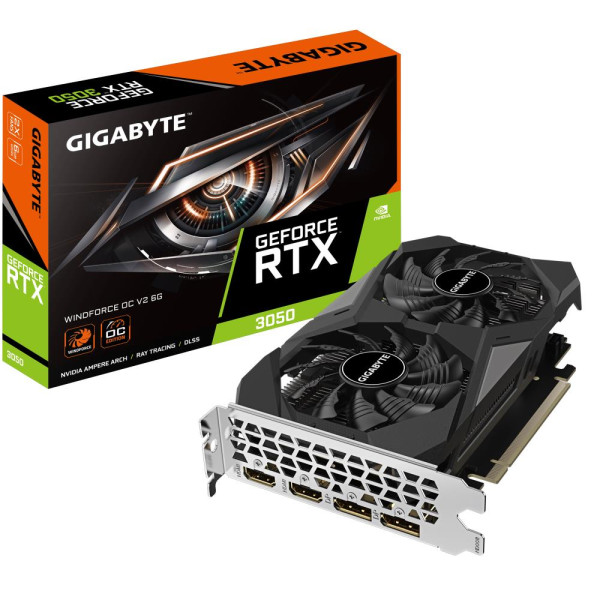 Graphics Card GIGABYTE NVIDIA GeForce RTX 3050 6 GB GDDR6 96 bit PCIE 4.0 16x Memory 14000 MHz GPU 1477 MHz 2xHDMI 2xDisplayPort