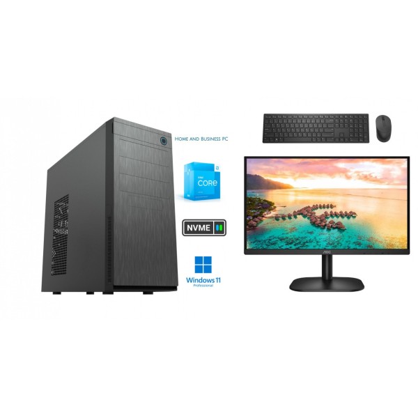 Business i3-13100 16GB 512GB SSD W11Pro + 24" AOC 25B2XDM + Mouse + Keyboard