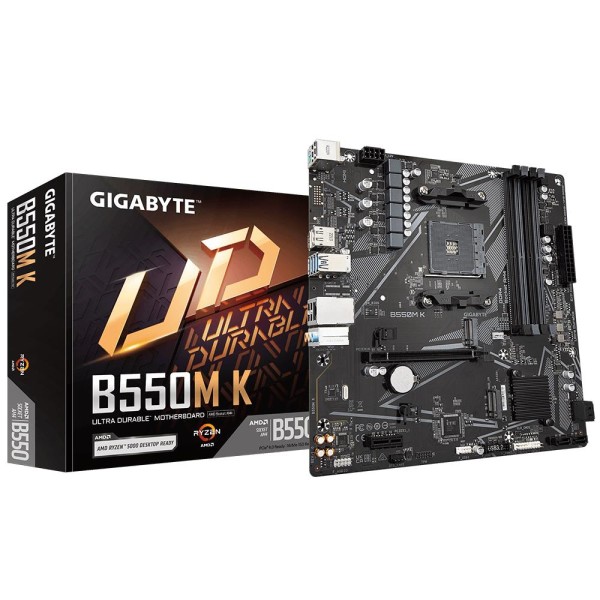 Mainboard GIGABYTE AMD B550 SAM4 Micro-ATX Memory DDR4 Memory slots 4 1xPCI-Express 3.0 1x 1xPCI-Express 4.0 16x 2xM.2 1xHDMI 1x