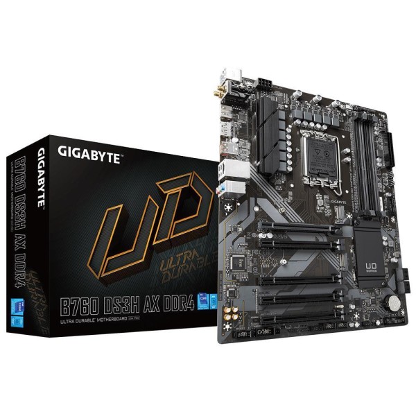 Mainboard GIGABYTE Intel B760 Express LGA1700 ATX Memory DDR4 Memory slots 4 4xPCI-Express 3.0 1x 1xPCI-Express 4.0 16x 2xM.2 1x