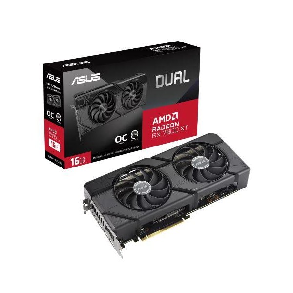 Graphics Card ASUS AMD Radeon RX 7800 XT 16 GB GDDR6 256 bit PCIE 4.0 16x Dual Slot Fansink 1xHDMI 3xDisplayPort DUAL-RX7800XT-O