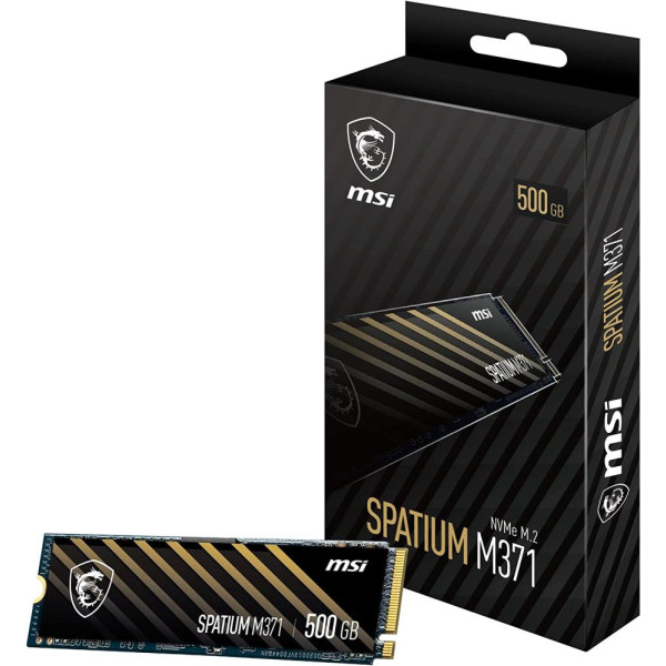 SSD MSI SPATIUM M371 500GB M.2 PCIE NVMe 3D NAND Write speed 1150 MBytes/sec Read speed 2200 MBytes/sec 2.15mm TBW 110 TB MTBF 1