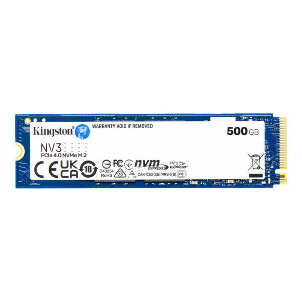 SSD KINGSTON NV3 500GB M.2 PCIE NVMe 3D NAND Write speed 3000 MBytes/sec Read speed 5000 MBytes/sec TBW 160 TB MTBF 200000 hours