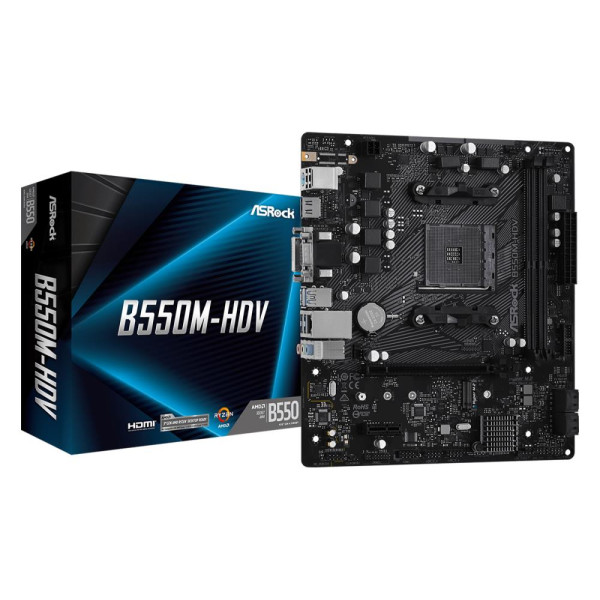 Mainboard ASROCK AMD B550 SAM4 MicroATX 1xPCI-Express 3.0 1x 1xM.2 1xPCI-Express 4.0 16x Memory DDR4 Memory slots 2 1x15pin D-su