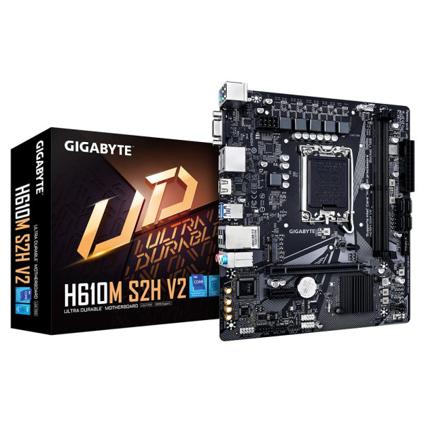 Mainboard GIGABYTE Intel H610 LGA1700 Micro-ATX Memory DDR5 Memory slots 2 1xPCI-Express 3.0 1x 1xPCI-Express 4.0 16x 1xM.2 1x15