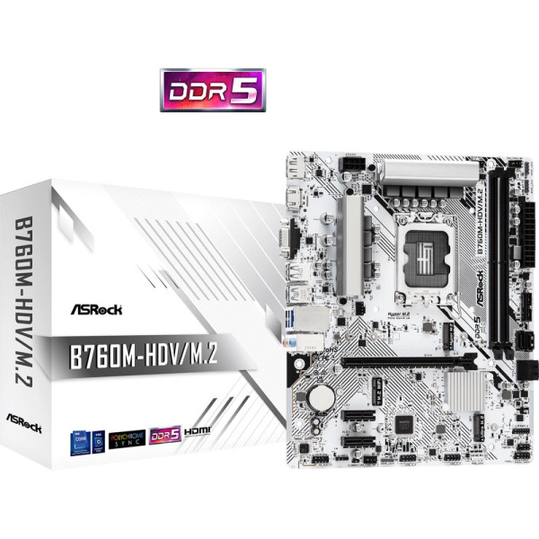 Mainboard ASROCK Intel B760 Express LGA1700 Micro-ATX Memory DDR5 Memory slots 2 2xPCI-Express 3.0 1x 1xPCI-Express 4.0 16x 1xM.