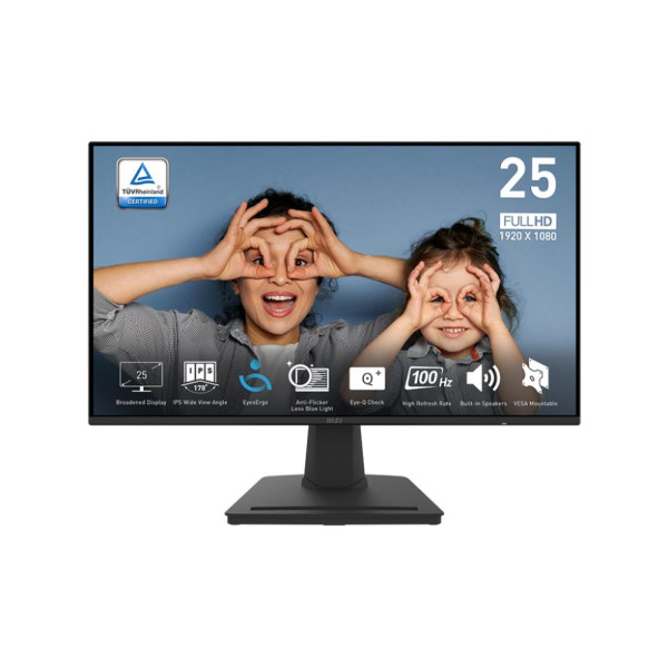 LCD Monitor MSI PRO MP252 24.5" Panel IPS 1920x1080 16:9 100Hz Matte 1 ms Speakers Tilt Colour Black PROMP252