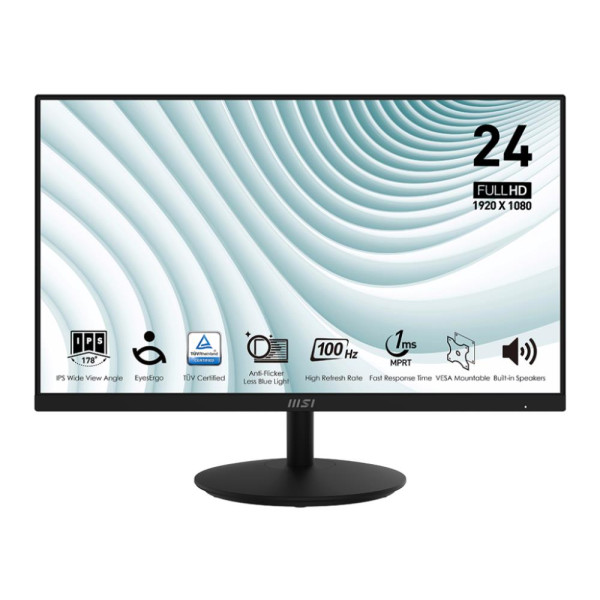 LCD Monitor MSI PRO MP242A 24" Panel IPS 1920x1080 100Hz Matte 1 ms Speakers Tilt Colour Black PROMP242A