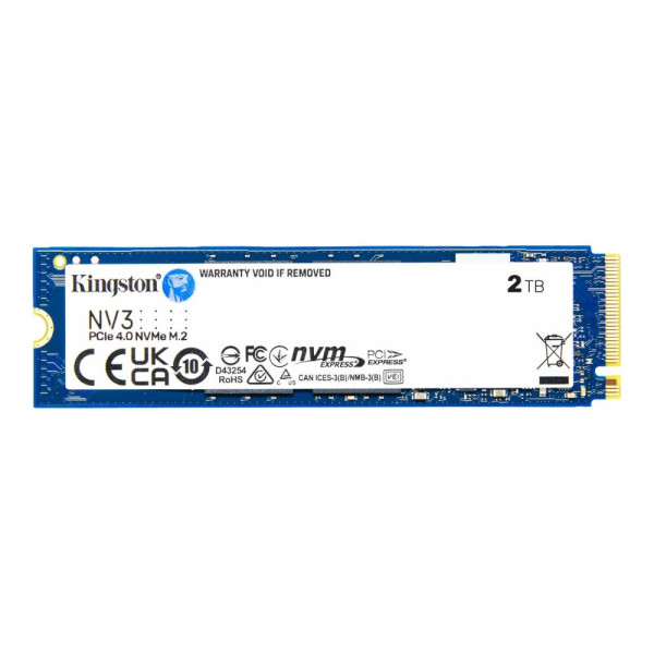 SSD KINGSTON NV3 2TB M.2 PCIE NVMe 3D NAND Write speed 5000 MBytes/sec Read speed 6000 MBytes/sec TBW 640 TB MTBF 200000 hours S