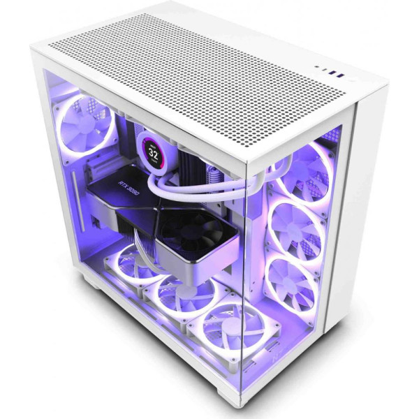 Case NZXT H9 FLOW MidiTower Case product features Transparent panel Not included ATX MicroATX MiniITX Colour White CM-H91FW-01