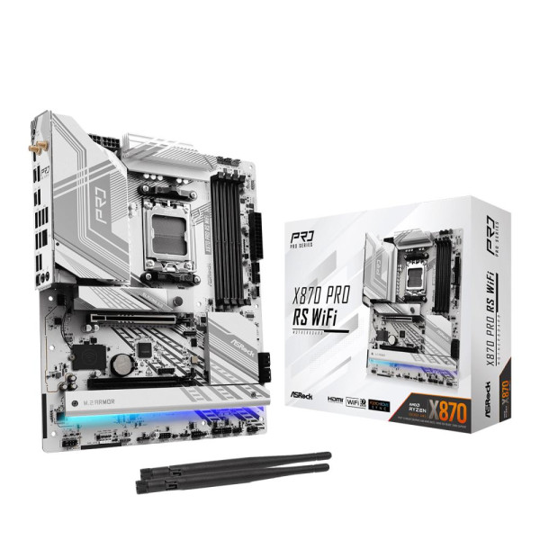 Mainboard ASROCK AMD X870 SAM5 ATX Memory DDR5 Memory slots 4 1xPCI-Express 4.0 16x 1xPCI-Express 5.0 16x 4xM.2 1xHDMI 6xUSB 2.0