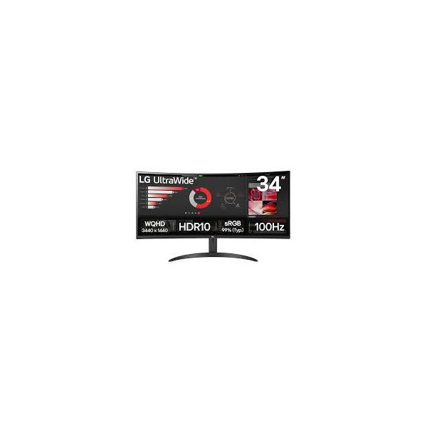 LCD Monitor LG 34" Curved/21 : 9 Panel VA 3440x1440 21:9 100 Hz 5 ms Tilt 34WR50QK-B