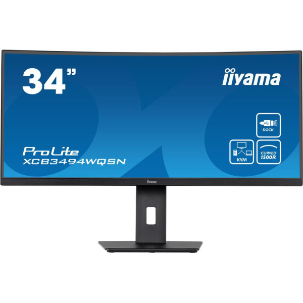 LCD Monitor IIYAMA XCB3494WQSN-B5 34" Curved/21 : 9 Panel VA 3440x1440 21:9 Matte 0.4 ms Speakers Swivel Height adjustable Tilt 