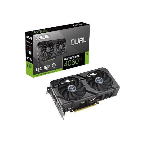 Graphics Card ASUS NVIDIA GeForce RTX 4060 Ti 16 GB GDDR6 128 bit PCIE 4.0 16x Dual Slot Fansink 1xHDMI 3xDisplayPort DUAL-RTX40