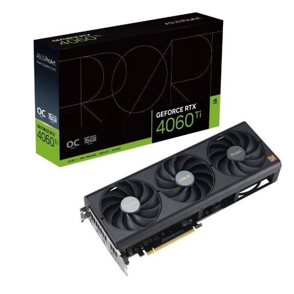 Graphics Card ASUS NVIDIA GeForce RTX 4060 Ti 16 GB GDDR6 128 bit PCIE 4.0 16x 1xHDMI 3xDisplayPort PROART-RTX4060TI-O16G