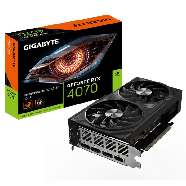 Graphics Card GIGABYTE NVIDIA GeForce RTX 4070 12 GB GDDR6 192 bit PCIE 4.0 16x GPU 2490 MHz Dual Slot Fansink 1xHDMI 3xDisplayP