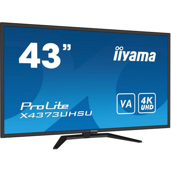 LCD Monitor IIYAMA 43" 4K Panel VA 3840x2160 16:9 60Hz Matte 3 ms Speakers Tilt Colour Black X4373UHSU-B1