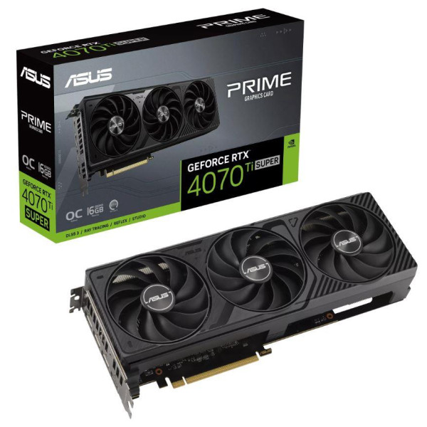 Graphics Card ASUS NVIDIA GeForce RTX 4070 SUPER 16 GB GDDR6X 256 bit Triple slot Fansink 1xHDMI 3xDisplayPort PRIME-RTX4070TIS-